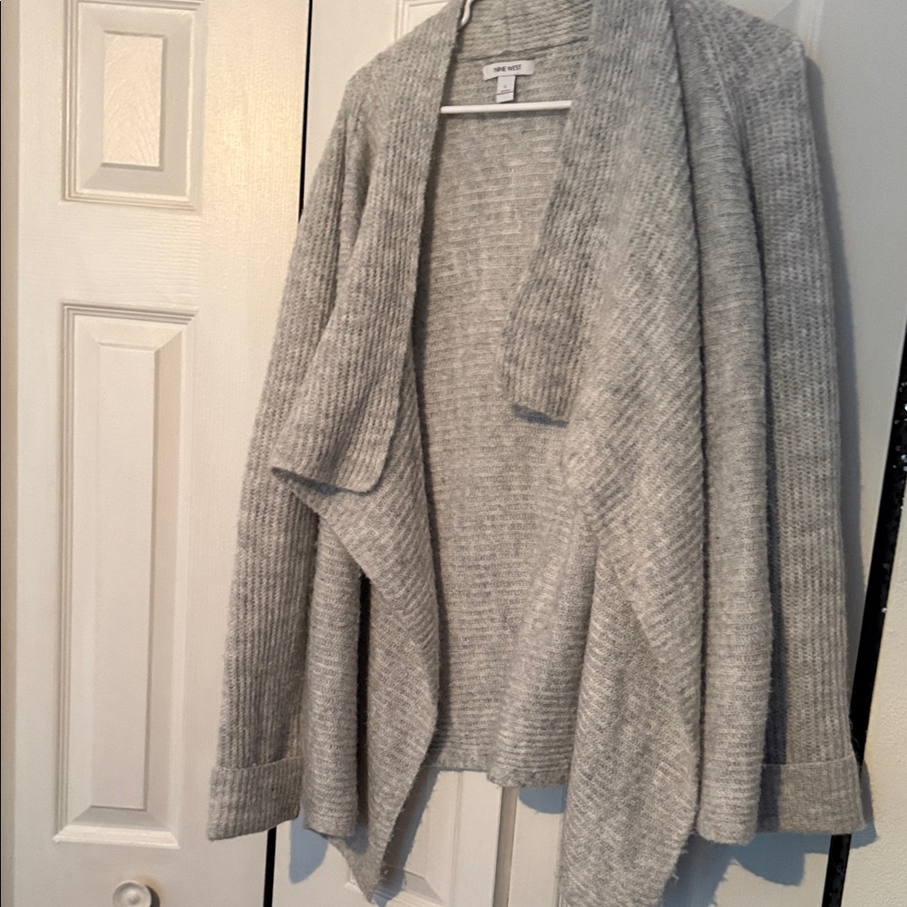 Nine West Light Gray Open Front Cardigan